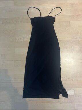 Garage bodycon dress with tie corset back and slit